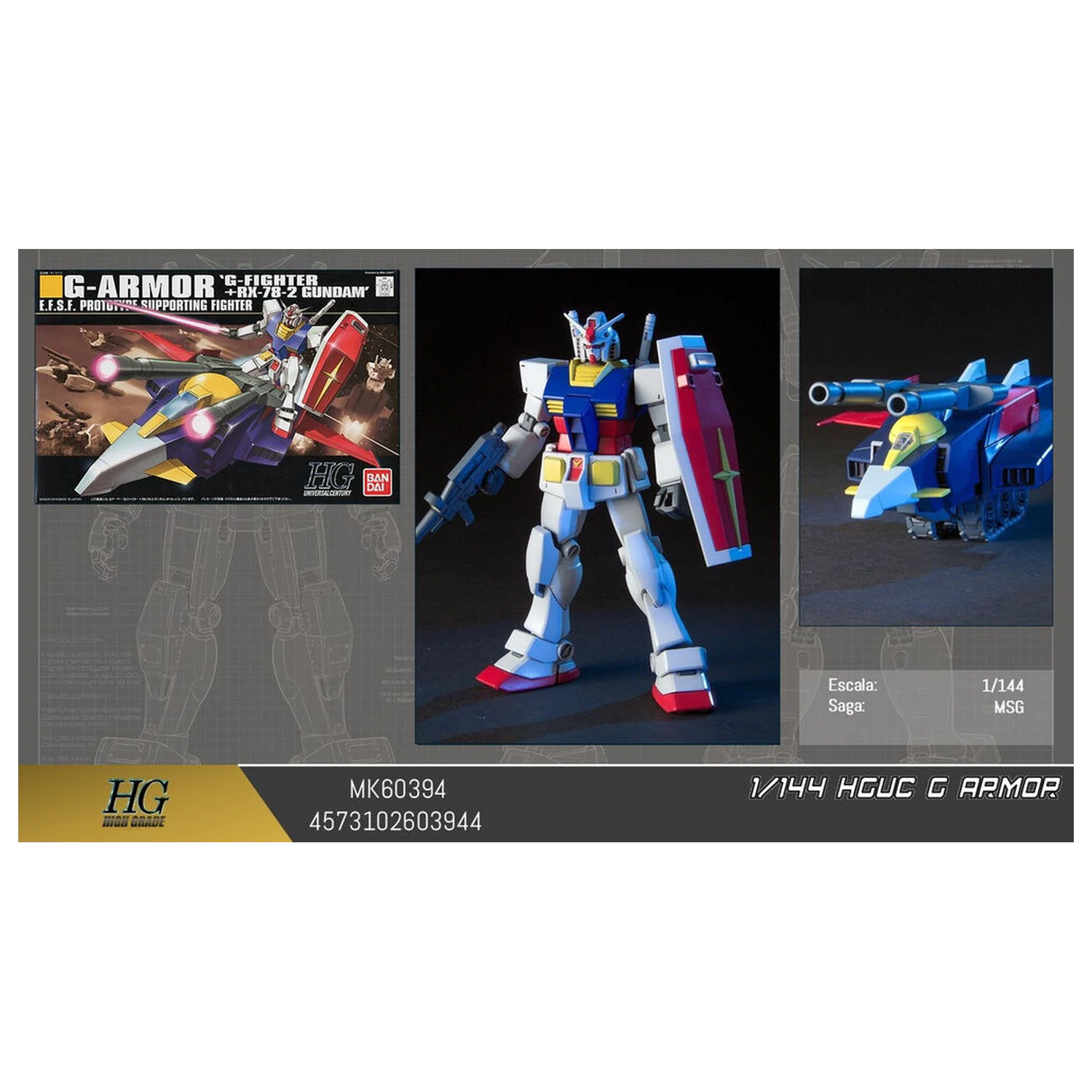 Mobile Suit Gundam HGUC 1/144 G-Armor G-Fighter PX-78-2 komplet model figurica fotografija izdelka
