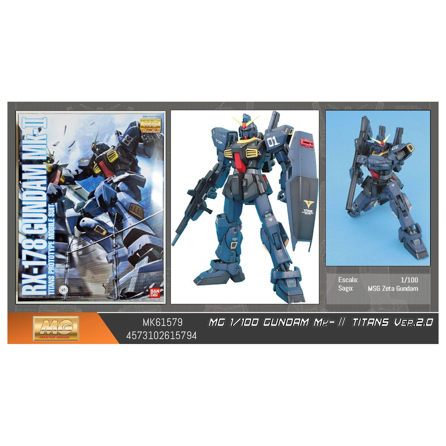 Mobile Suit Gundam MG 1/100 MK-II Titans ver2.0 modelni komplet fotografija izdelka