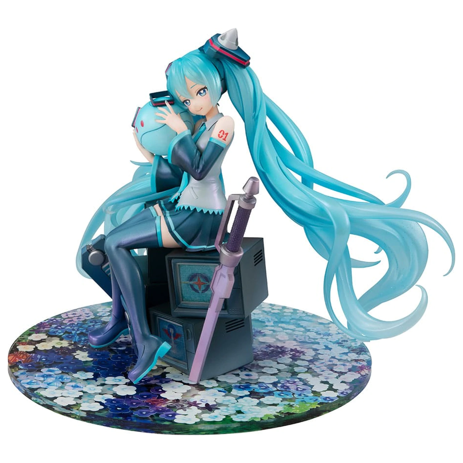 Mobile Suit Gundam x Hatsune Miku Lucrea PVC kip Hatsune Miku x OO Gundam 45. obletnica 17 cm fotografija izdelka