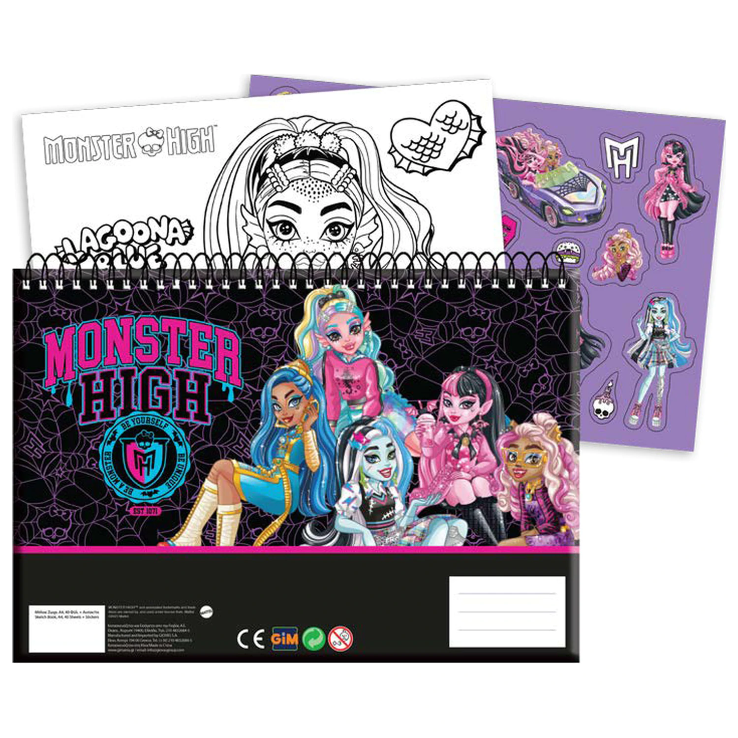 Monster High Crew A4 Spiralni skicirni blok 40 strani z nalepkami fotografija izdelka