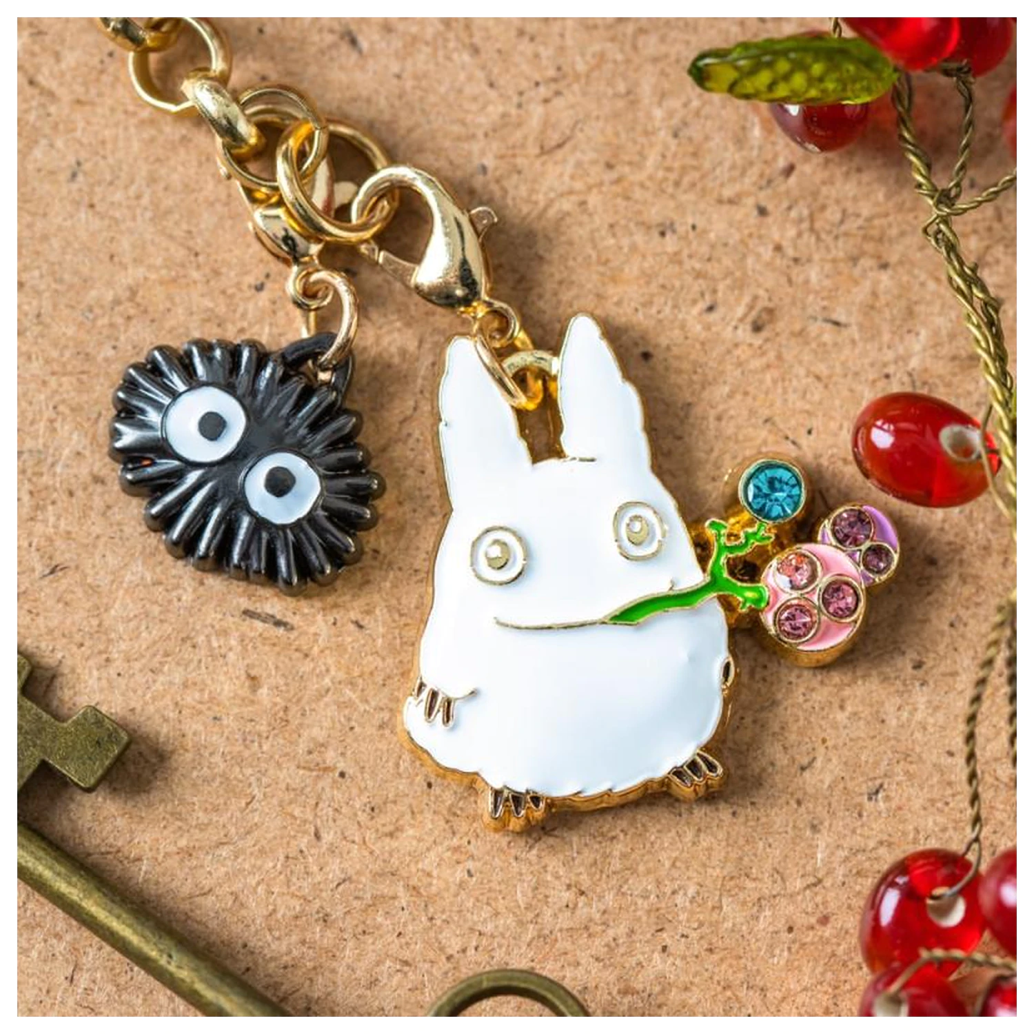 My Neighbor Totoro White Totoro & Fruits Chainette obeski fotografija izdelka
