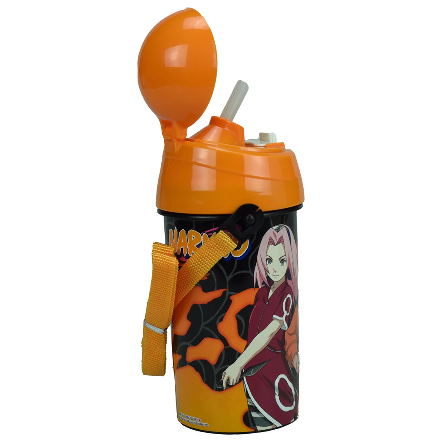 Naruto Fire plastična slamnata steklenica za vodo z obešalnikom 500 ml fotografija izdelka