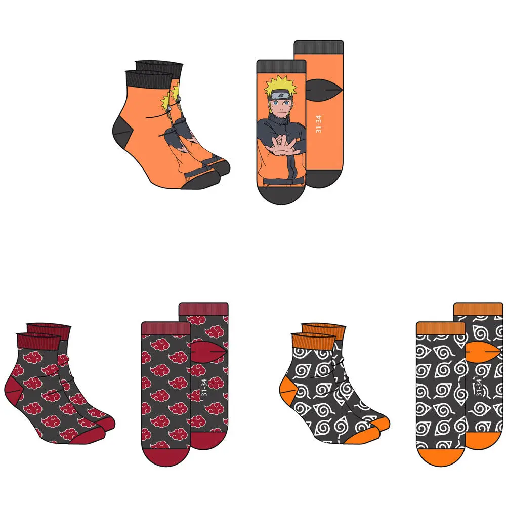 Naruto Shippuden razvrščeni paket 3 nogavic za odrasle fotografija izdelka