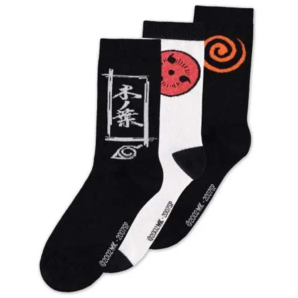 Naruto Shippuden Nogavice 3-Pack Sasuke Symbol 39-42 fotografija izdelka