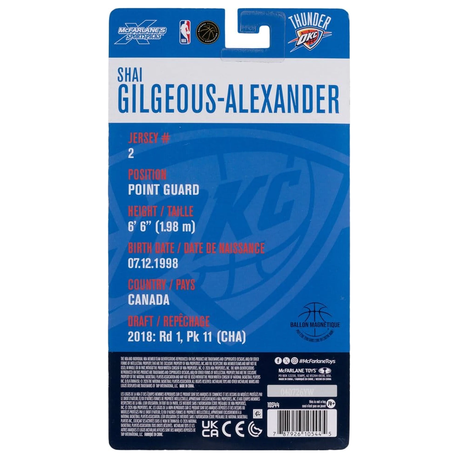 NBA SportsPicks Action Figure Shai Gilgeous-Alexander (Oklahoma City Thunder) 16 cm fotografija izdelka