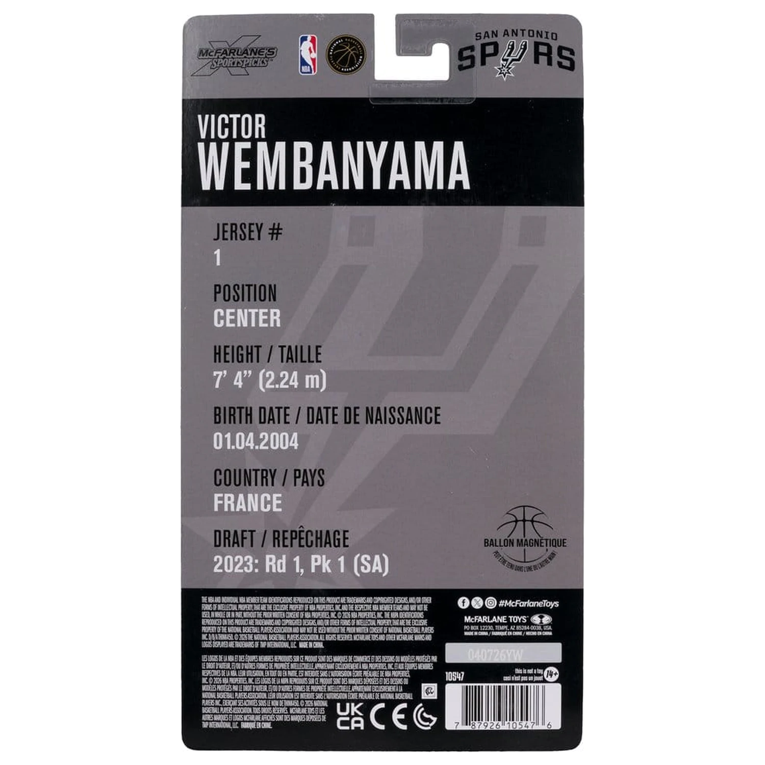 NBA SportsPicks akcijska figura Victor Wembanyama (San Antonio Spurs) 17 cm fotografija izdelka