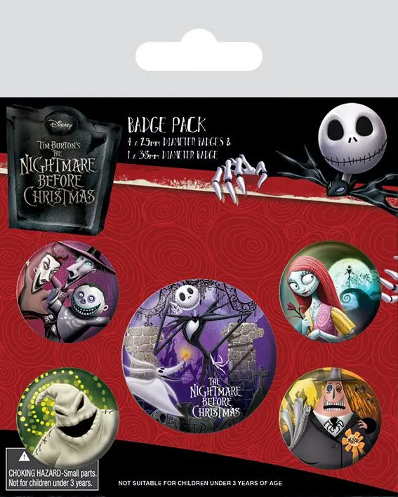 Nightmare Before Christmas Pin-Back Gumbi 5-Pack Characters fotografija izdelka