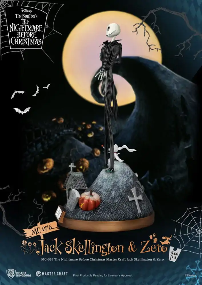 Nightmare before Christmas Master Craft Kip Jack Skellington & Zero 39 cm fotografija izdelka