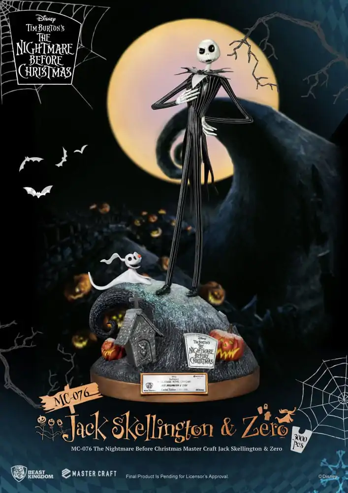 Nightmare before Christmas Master Craft Kip Jack Skellington & Zero 39 cm fotografija izdelka