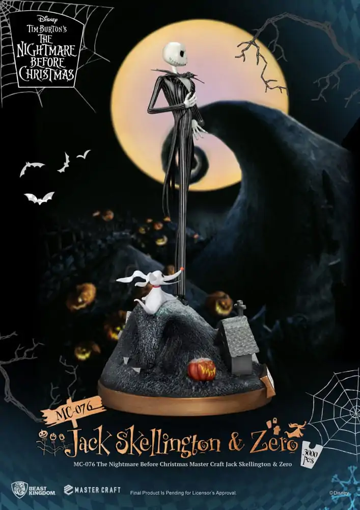 Nightmare before Christmas Master Craft Kip Jack Skellington & Zero 39 cm fotografija izdelka