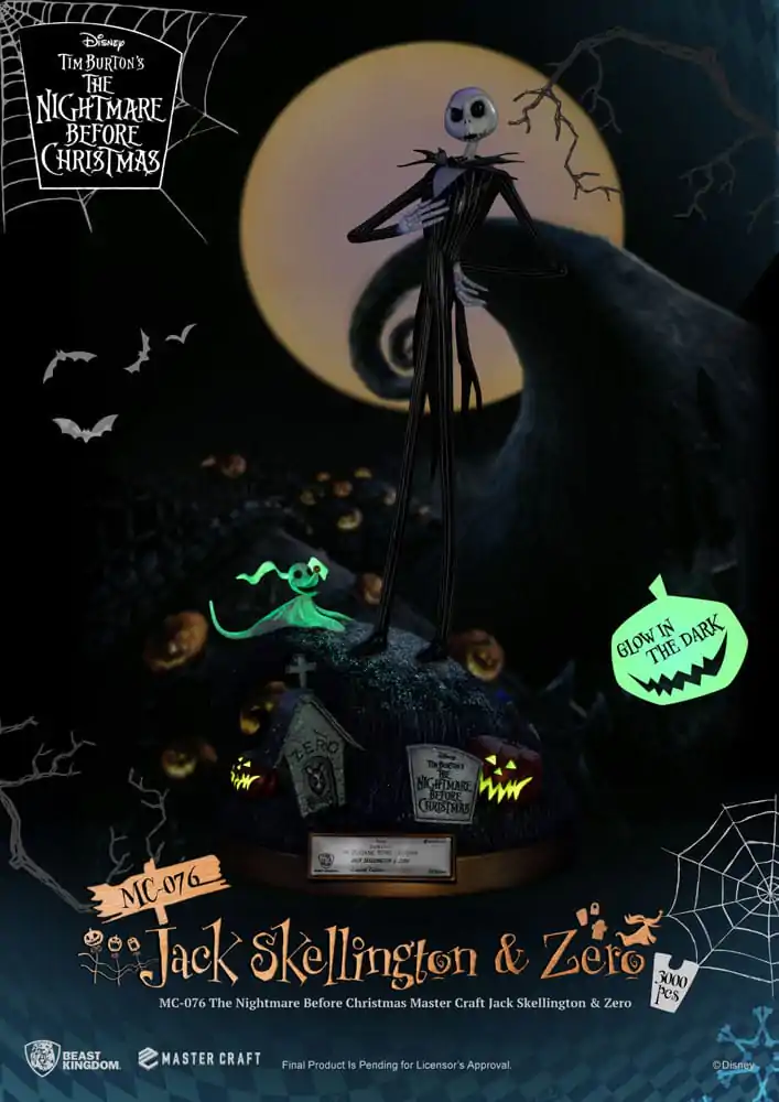 Nightmare before Christmas Master Craft Kip Jack Skellington & Zero 39 cm fotografija izdelka