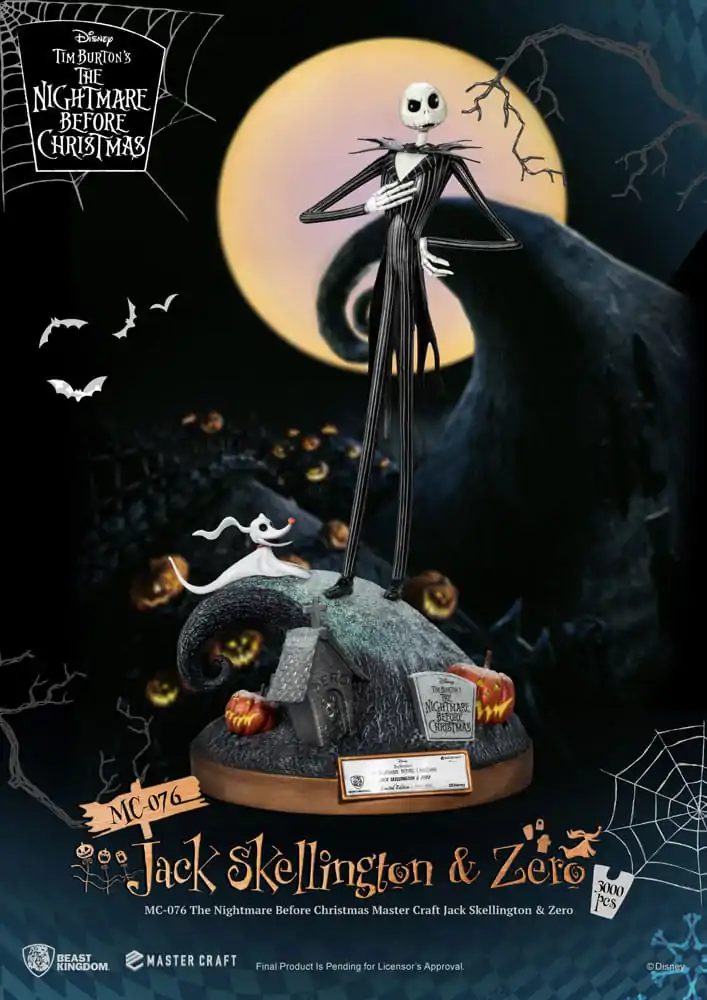 Nightmare before Christmas Master Craft Kip Jack Skellington & Zero 39 cm fotografija izdelka