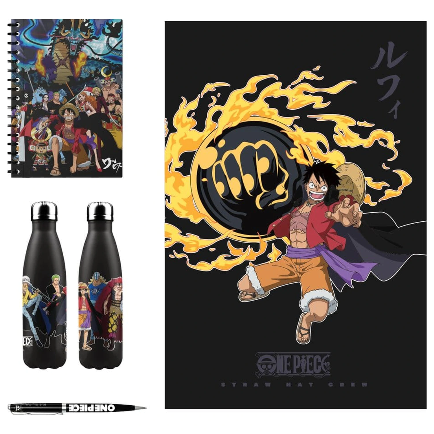 One Piece Aluminijasta steklenica, Beležnica, Odeja, Svinčnik darilni set fotografija izdelka