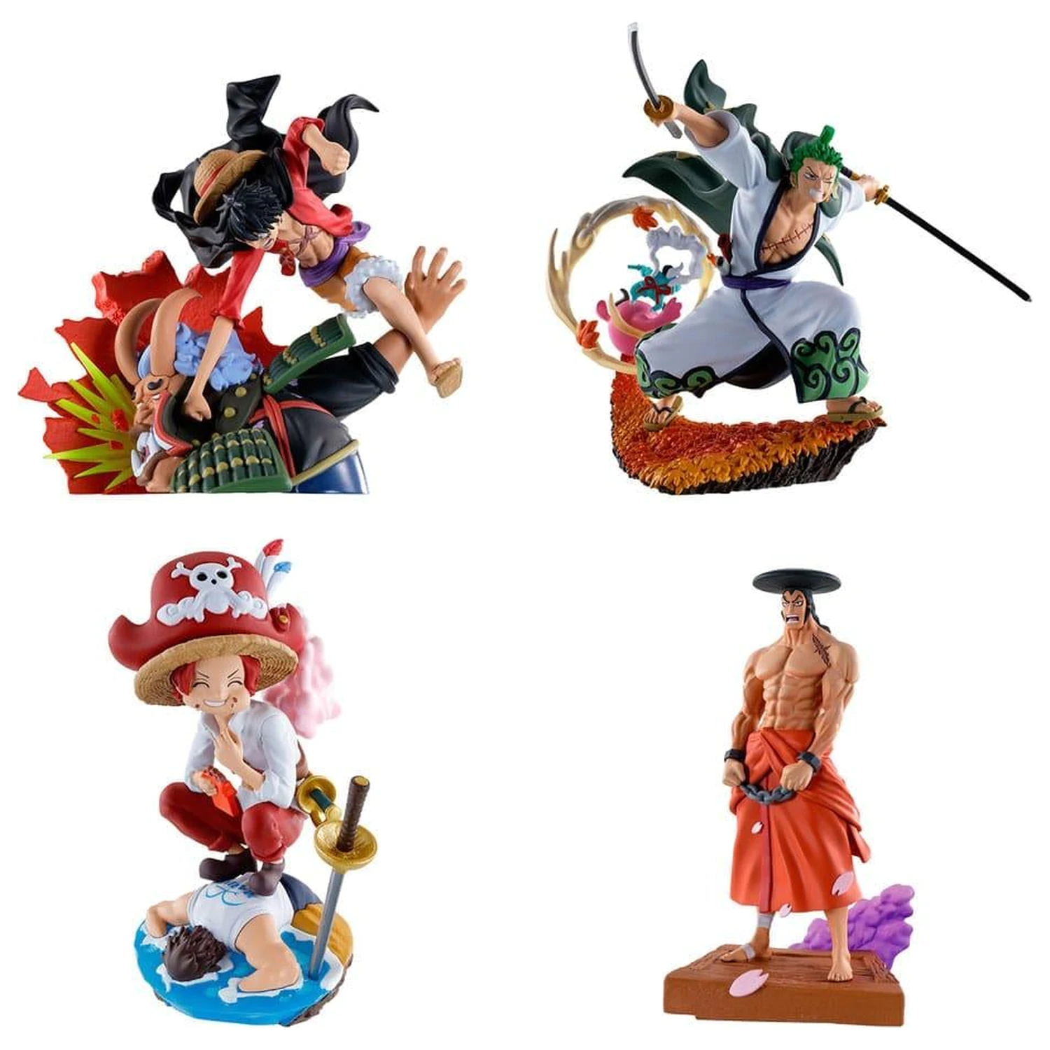 One Piece Logbox Re Birth Wano Kuni 4 kipci Set Petitrama 9 cm fotografija izdelka