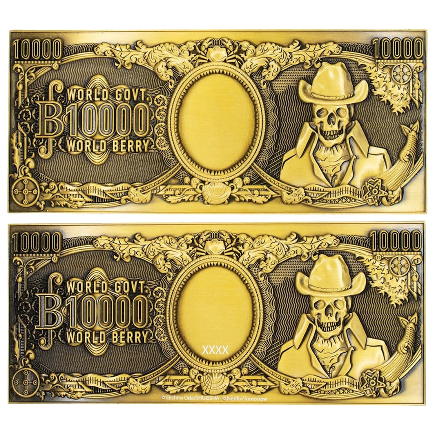 One Piece Replika 10,000 World Berry kovinska bankovica 6 x 15 cm fotografija izdelka