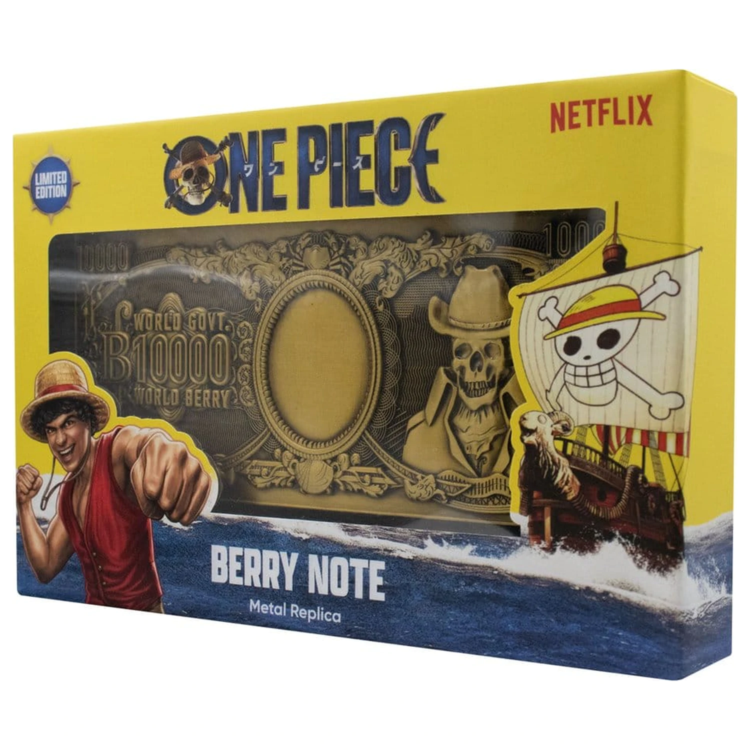 One Piece Replika 10,000 World Berry kovinska bankovica 6 x 15 cm fotografija izdelka