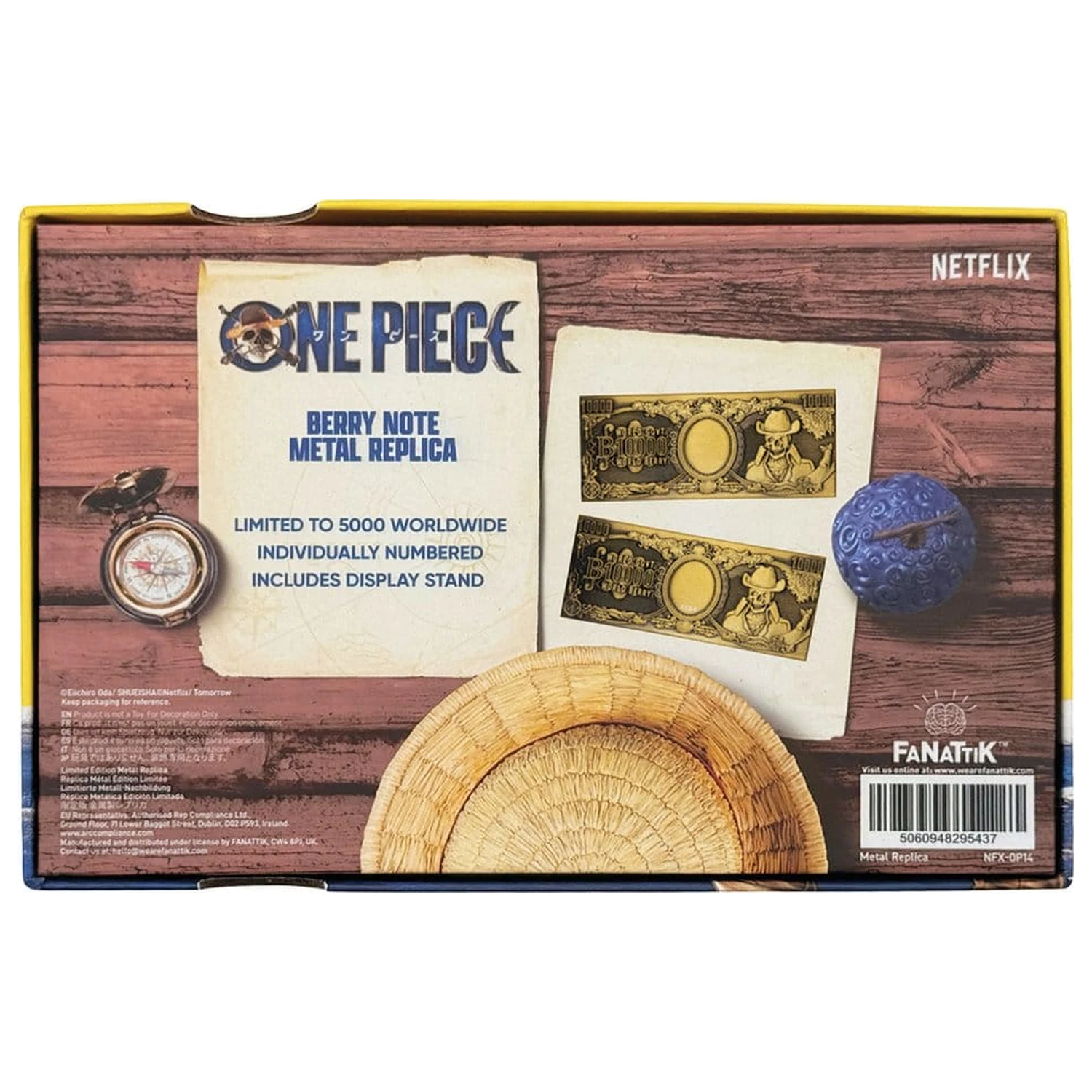 One Piece Replika 10,000 World Berry kovinska bankovica 6 x 15 cm fotografija izdelka