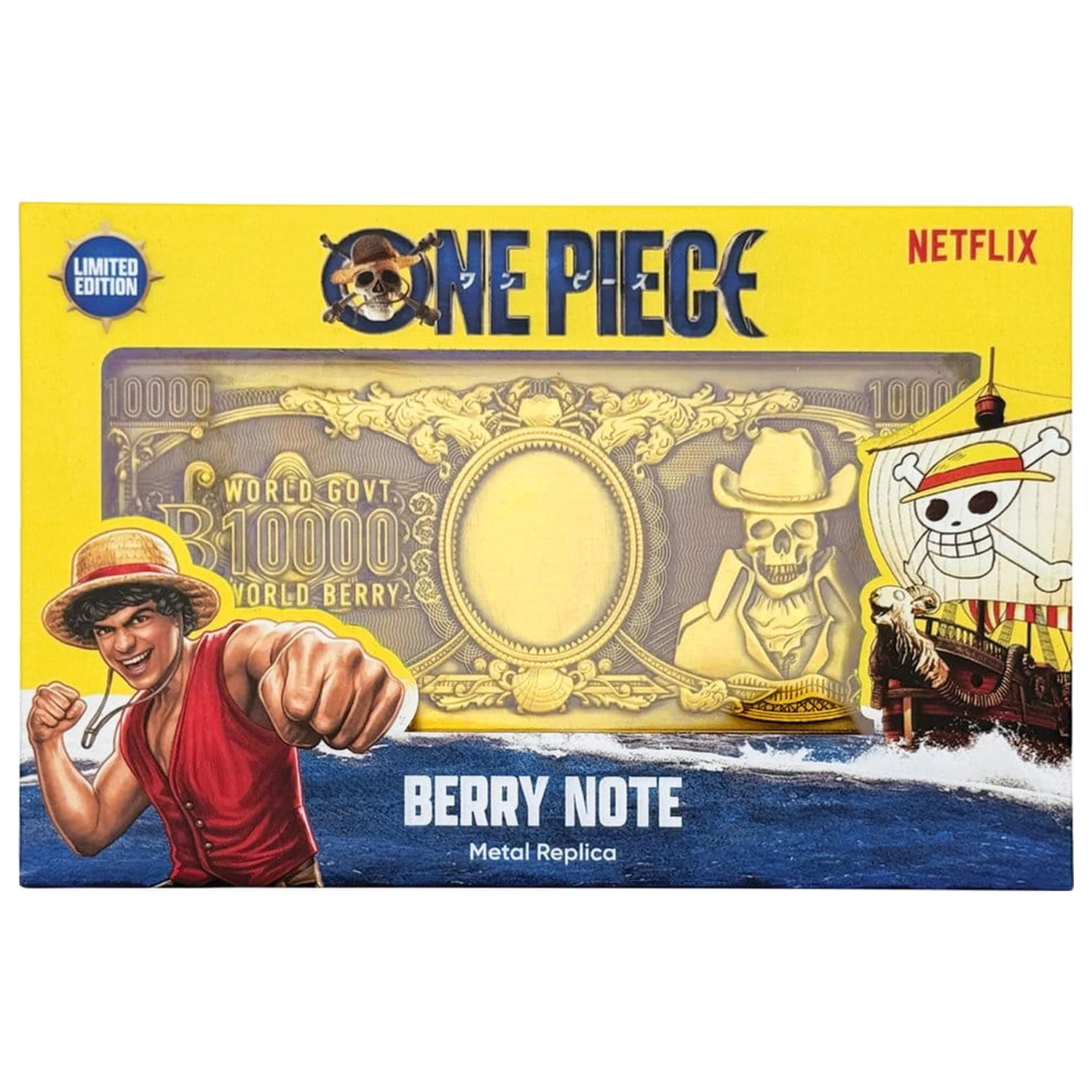One Piece Replika 10,000 World Berry kovinska bankovica 6 x 15 cm fotografija izdelka