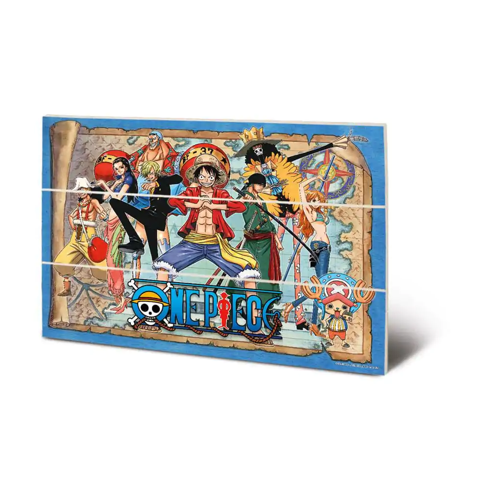 One Piece lesena stenska umetnina Straw Hat Pirates Map 20 x 30 cm fotografija izdelka
