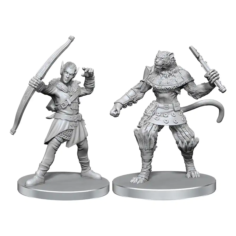 Pathfinder Deep Cuts Unpainted Miniature Elf Hunter & Catfolk Bandit fotografija izdelka
