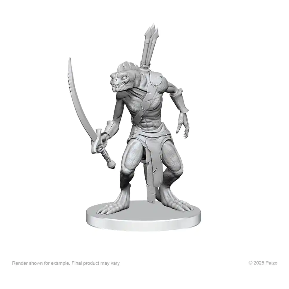 Pathfinder Deep Cuts Unpainted Miniature Xulgath Skirmisher & Stoneliege fotografija izdelka