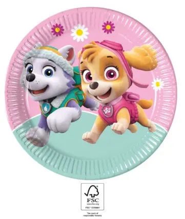 Paw Patrol Skye and Everest papirnati krožniki 8 kosov 23 cm FSC fotografija izdelka