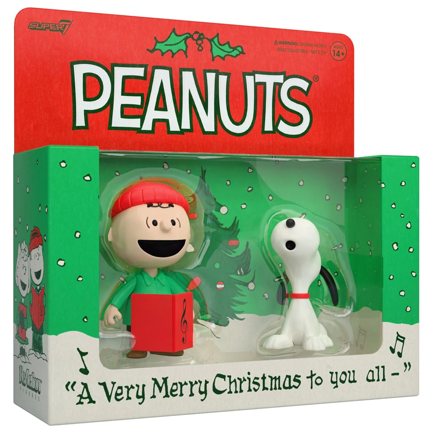 Peanuts ReAction akcijske figurice 2-paket rjav in Snoopy (Caroling) 10 cm fotografija izdelka