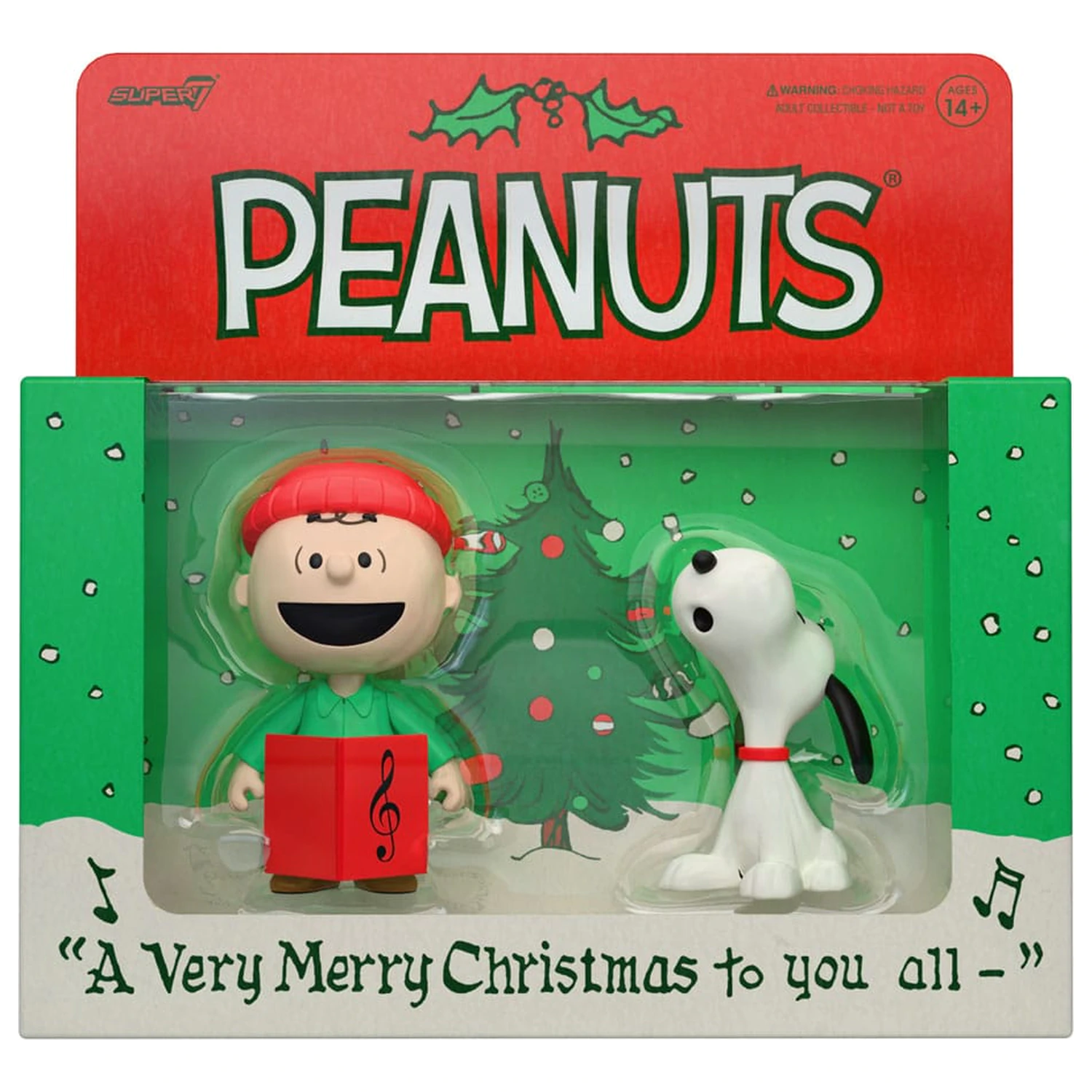 Peanuts ReAction akcijske figurice 2-paket rjav in Snoopy (Caroling) 10 cm fotografija izdelka