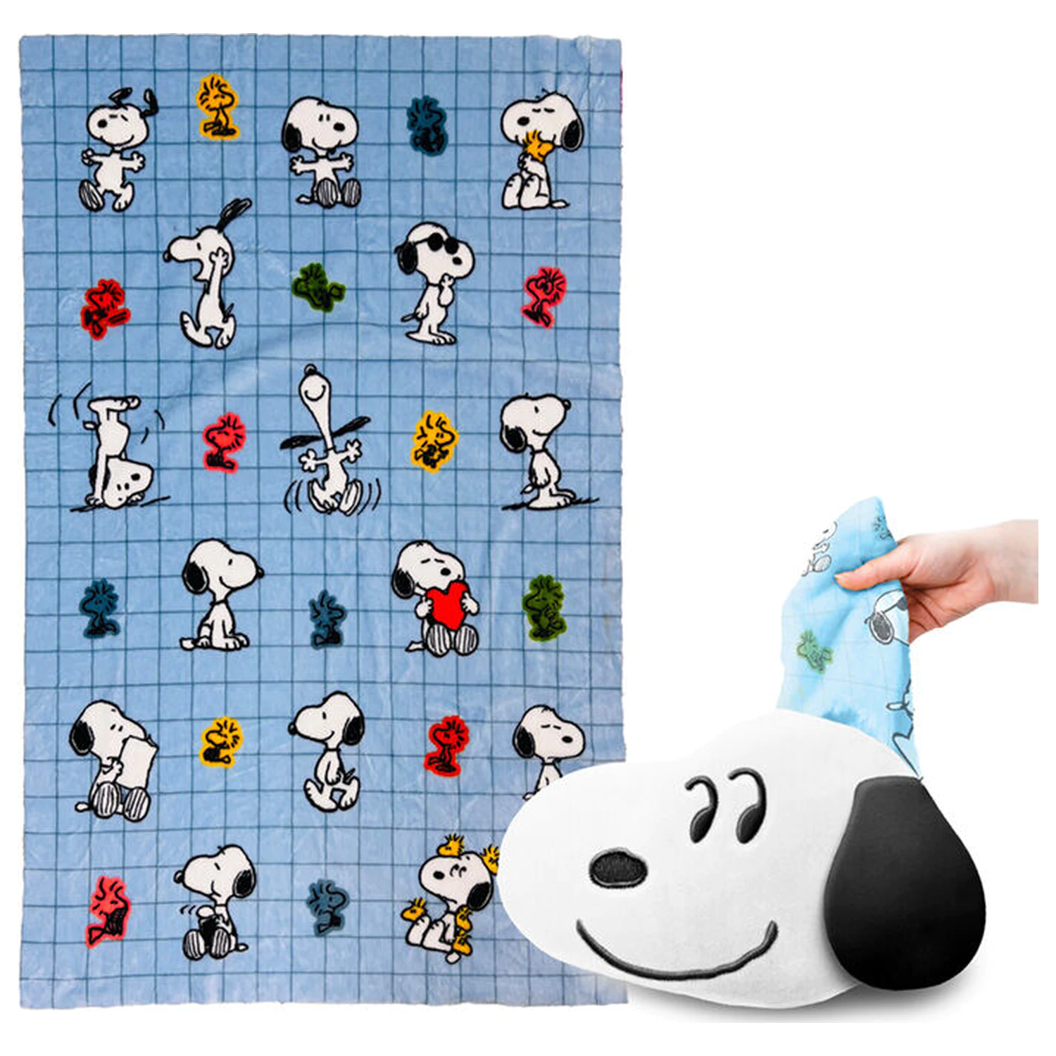 Peanuts Snoopy & Woodstock vzglavnik in potovalna odeja 2 v 1 fotografija izdelka