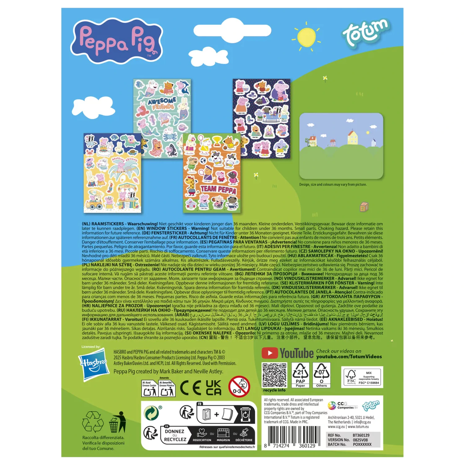 Peppa Pig Awesome Friends nalepke za okno, komplet fotografija izdelka
