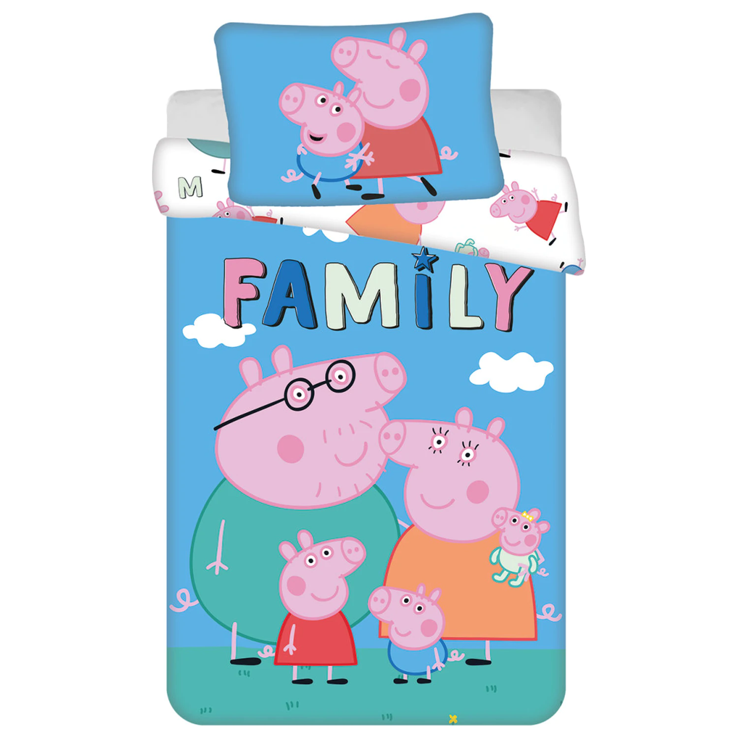 Peppa Pig Big Pig Family otroška prevleka za prešito odejo za predšolske otroke fotografija izdelka