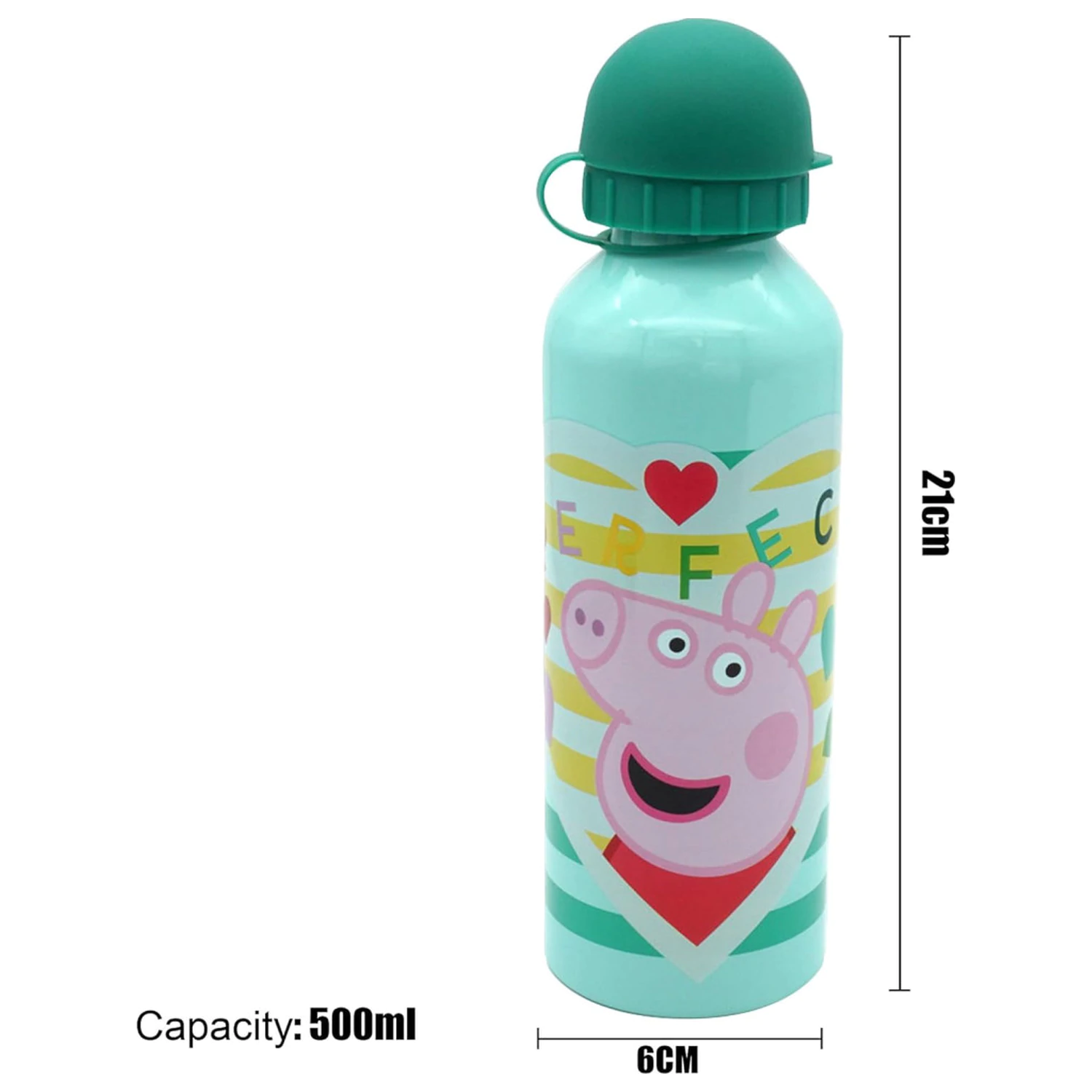 Peppa Pig Perfect aluminijasta steklenička za vodo s pokrovčkom za pitje 500 ml fotografija izdelka