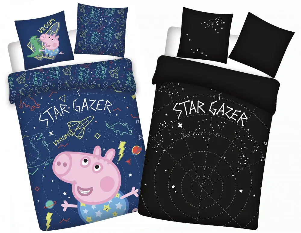 Peppa Pig Glow in the Dark Otroški komplet prevlek za odejo 100x135cm, 40x60cm fotografija izdelka