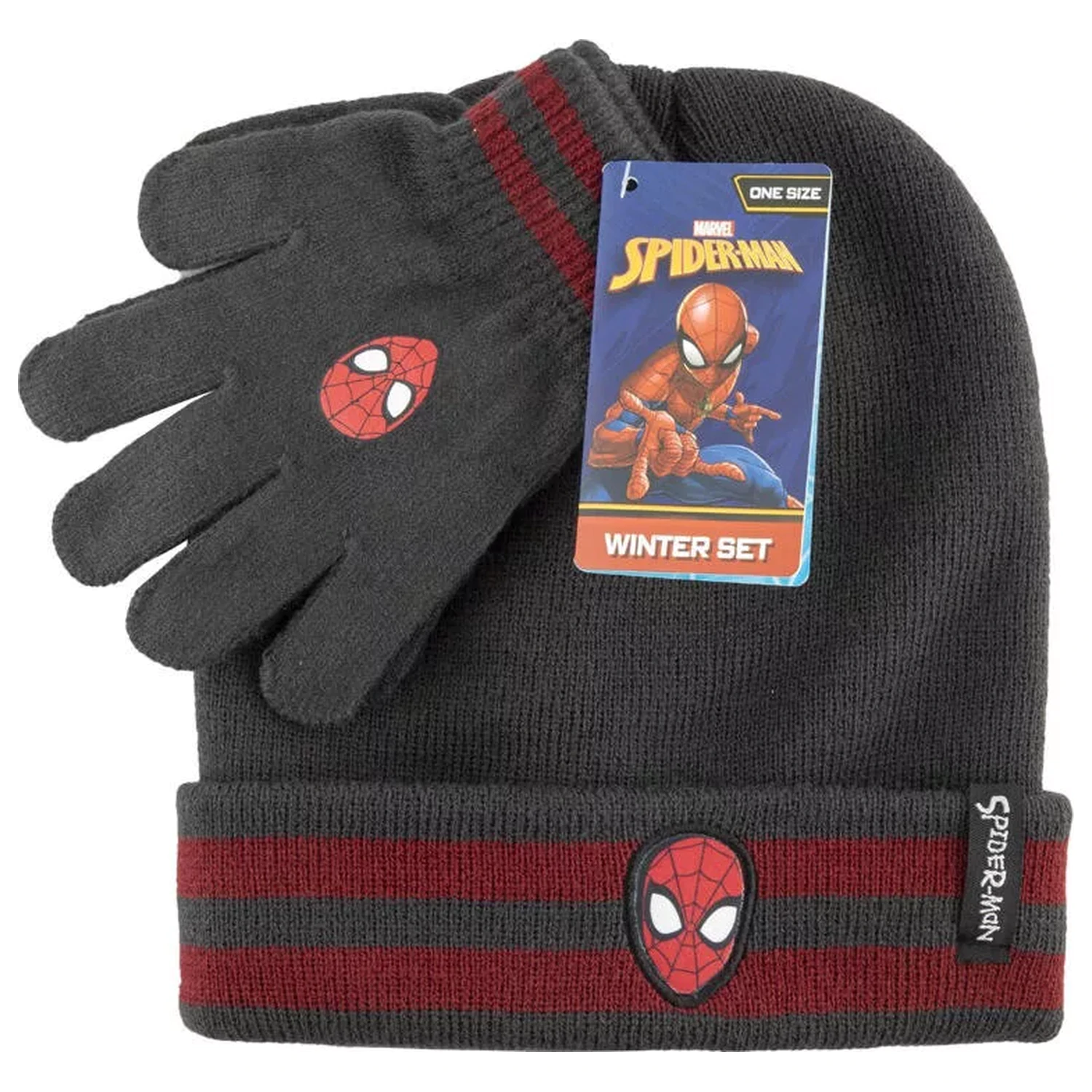 Spider-Man Siva Otroška kapa + komplet rokavic fotografija izdelka
