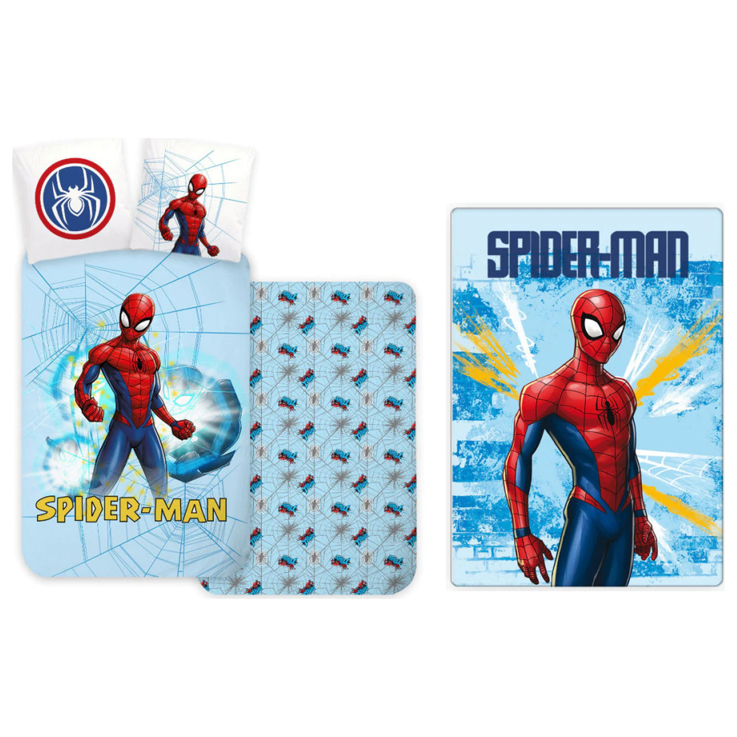 Spider-Man svetlo moder komplet prevleke za odejo in flis odeje za otroke, predšolske otroke fotografija izdelka