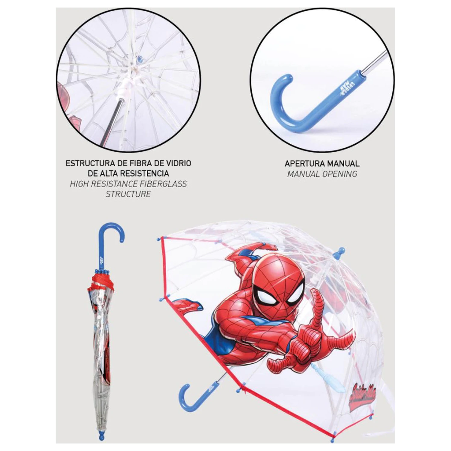 Spider-Man Rain Crawler otroški prozoren dežnik Ø71 cm fotografija izdelka