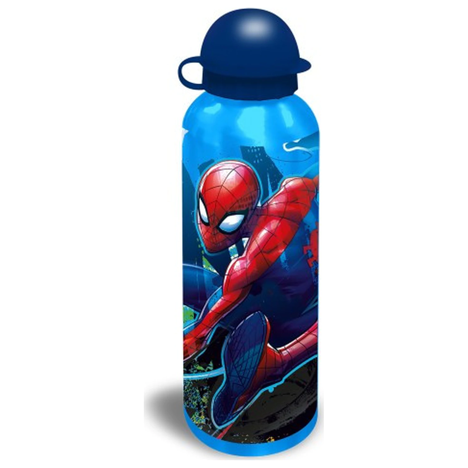 Spider-Man Web-Slinger modra aluminijasta steklenica za vodo s pokrovčkom s kljunom 500 ml fotografija izdelka