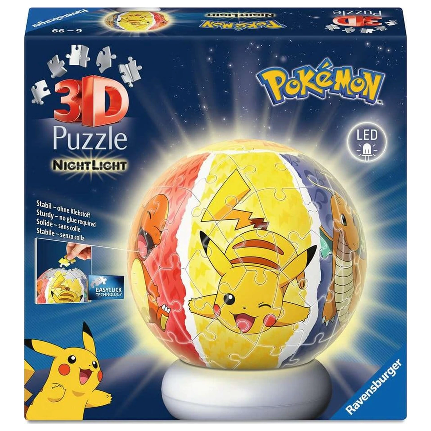 Pokémon 3D Jigsaw Puzzle krogla nočna lučka (73 kosov) fotografija izdelka