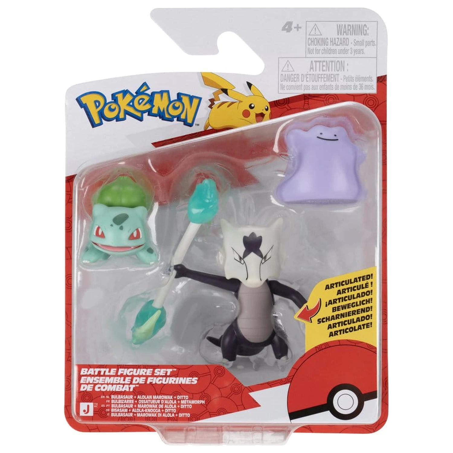 Pokémon Battle Figure Set Akcijske figure Bulbasaur, Ditto & Alolan Marowak (3-pak) fotografija izdelka
