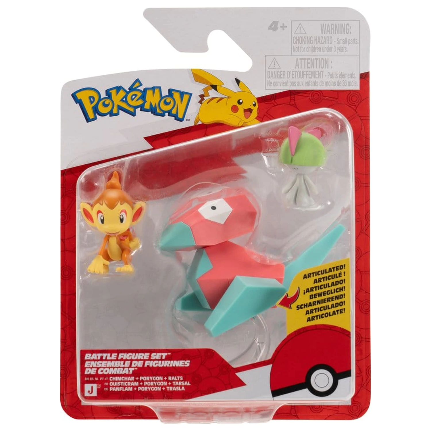 Pokémon Battle Figure Set Akcijske figurice Chimchar, Ralts & Porygon (3 kosi v pakiranju) fotografija izdelka