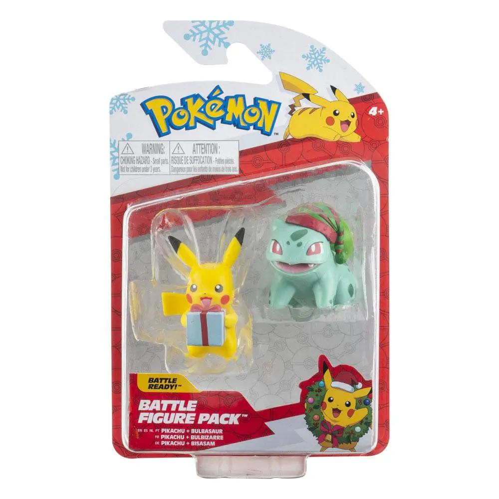 Pokémon Battle Figure Pack Mini Figurice 2-Pack Holiday Edition: Pikachu & Bulbasaur 5 cm fotografija izdelka