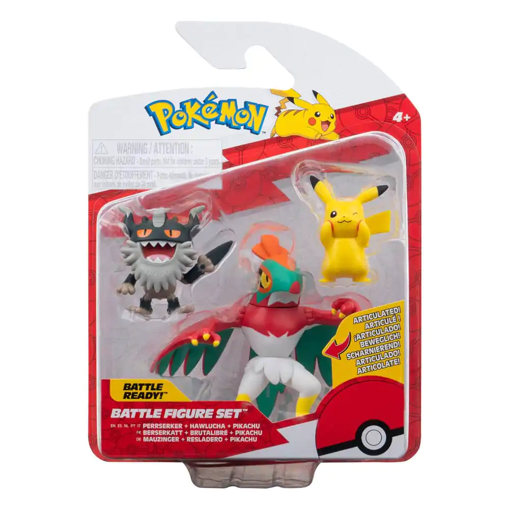 Pokémon bojna figura komplet 3-paket Pikachu #8, Perrserker, Hawlucha 5 cm fotografija izdelka