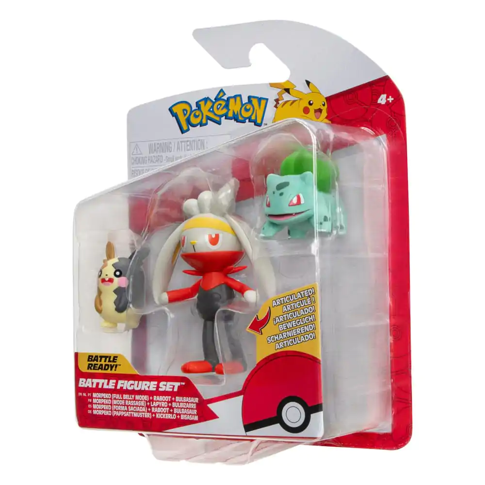 Pokémon bojna figura komplet 3-paket Morpeko (Full-Belly Mode), Bulbasaur #1, Raboot 5 cm fotografija izdelka