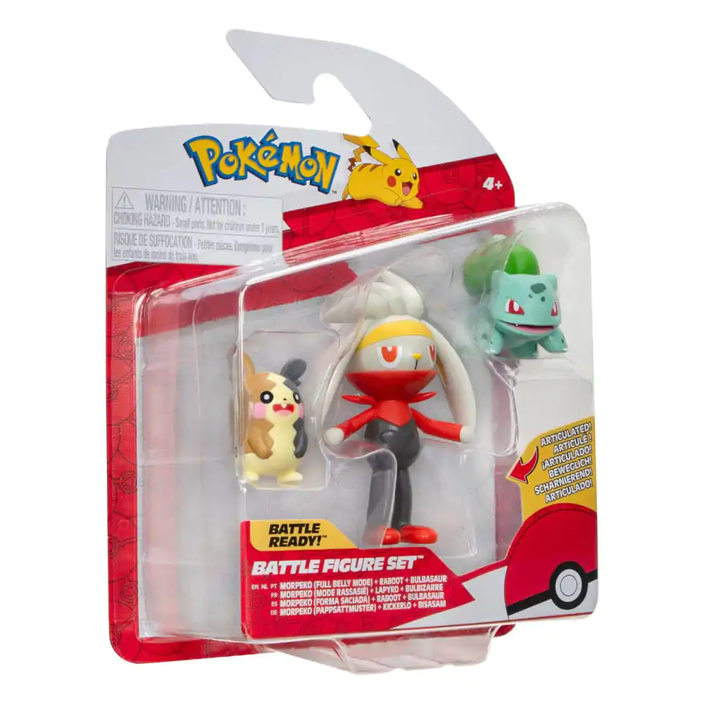 Pokémon bojna figura komplet 3-paket Morpeko (Full-Belly Mode), Bulbasaur #1, Raboot 5 cm fotografija izdelka