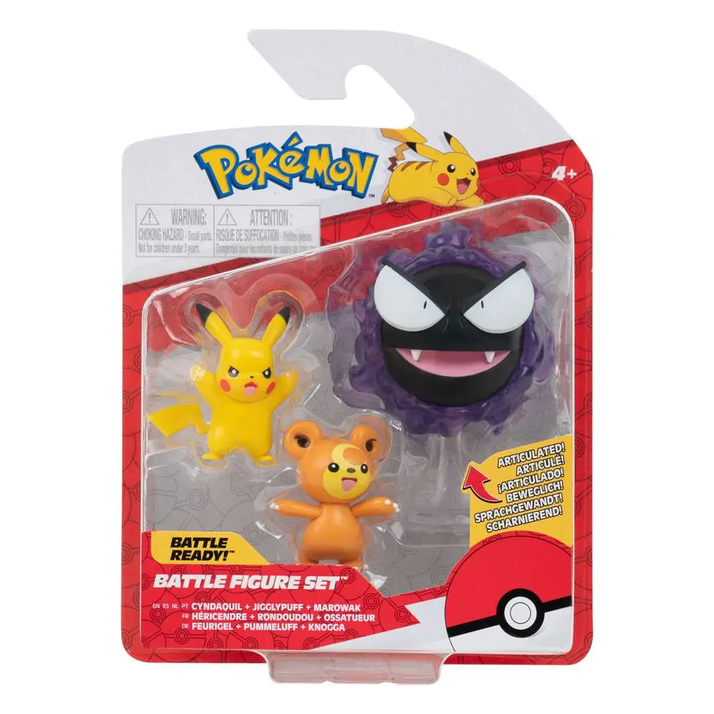 Pokémon Battle Figure 3-Pack Teddiursa, Pikachu #9, Gastly 5 cm fotografija izdelka