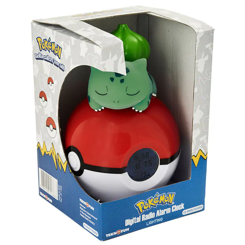 Pokémon budilka Pokeball z lučko Bulbasaur 18 cm fotografija izdelka