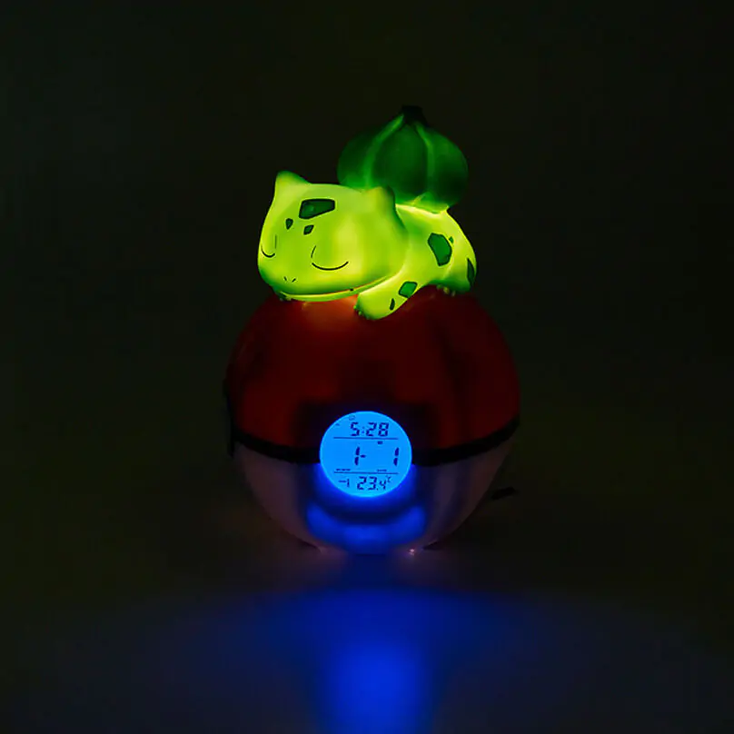 Pokémon budilka Pokeball z lučko Bulbasaur 18 cm fotografija izdelka