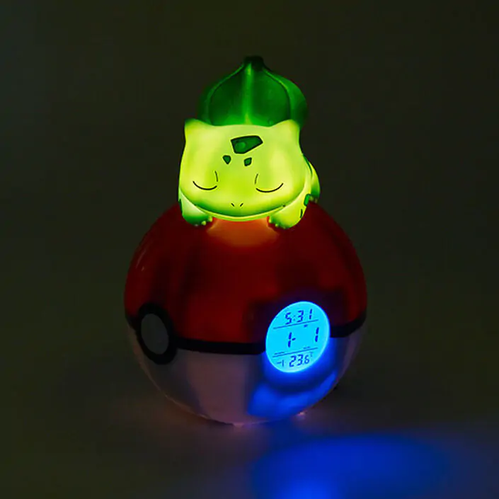 Pokémon budilka Pokeball z lučko Bulbasaur 18 cm fotografija izdelka