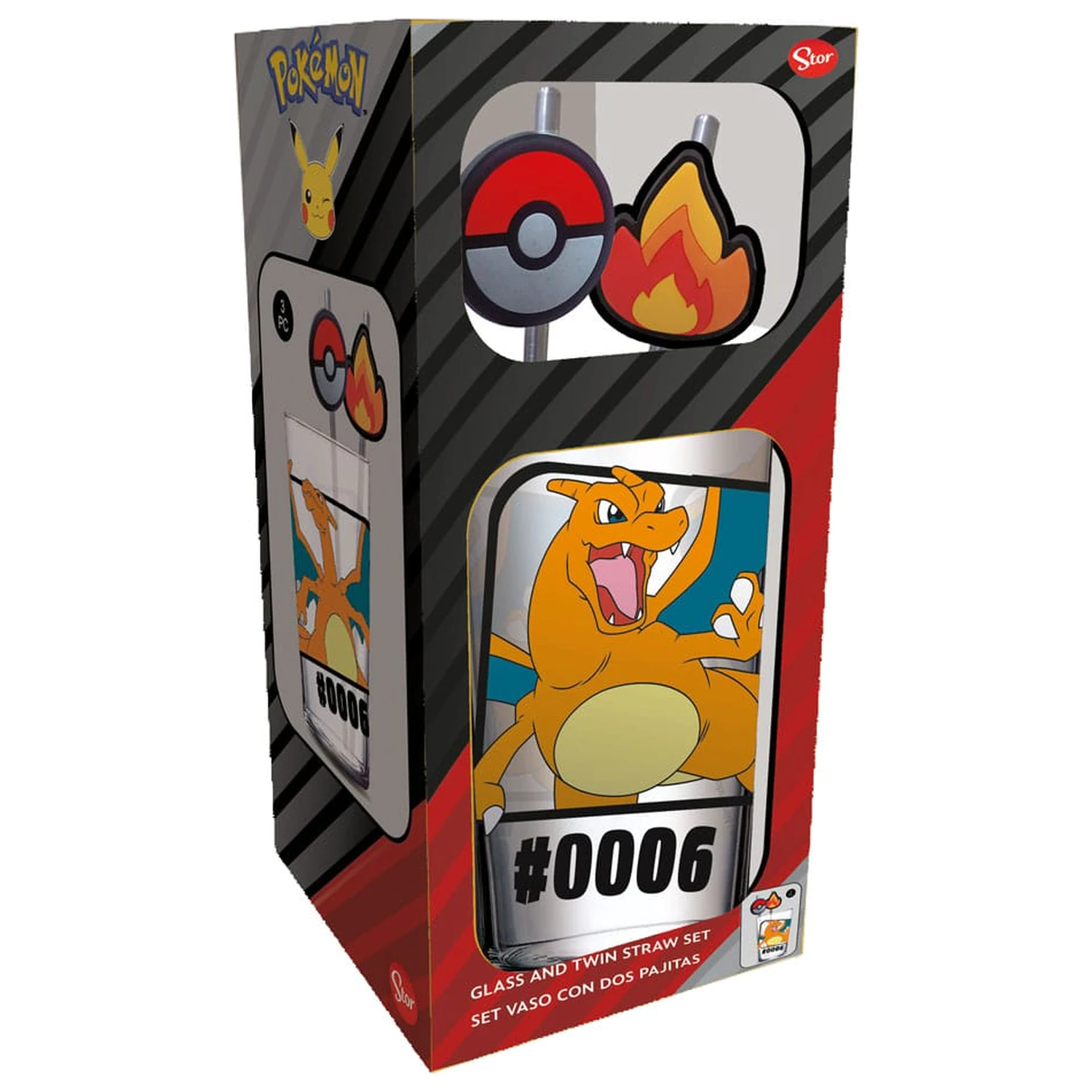 Pokémon Steklen kozarec s slamice Charizard 480 ml fotografija izdelka