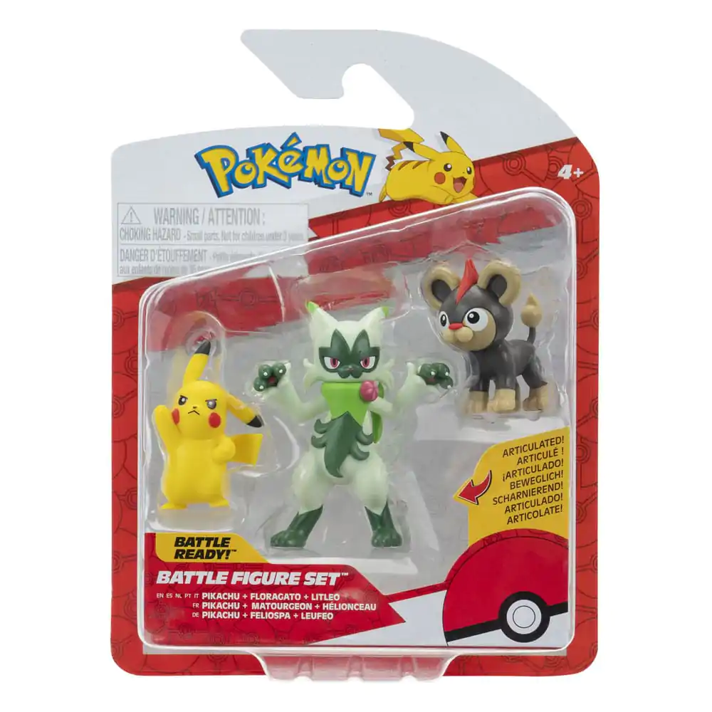Pokémon First Partner Bojna Figura Set Figurice 3-Pack Litleo, Pikachu & Floragato fotografija izdelka
